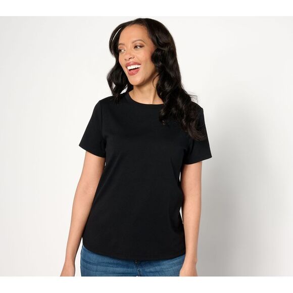 Isaac Mizrahi Live! Tops - Isaac Mizrahi Live! Women's Top Sz S Essentials Pima Cotton Short Black A645055